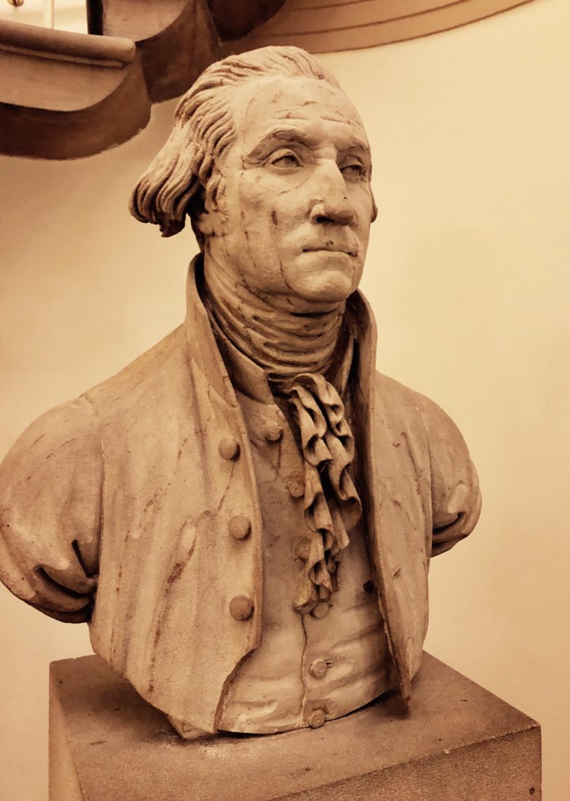 A bust of George Washington.
